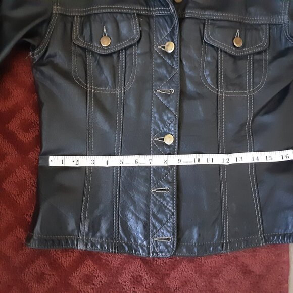 Jacket leather, black size small - Picture 6 of 7